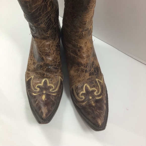 Diva vintage Lucchese distressed handmade brown western cowboy boots size 9B - Picture 5 of 13